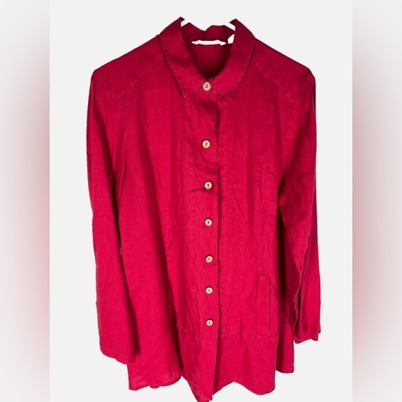 Soft Surroundings Tops - SOFT SURROUNDINGS Sz S women Red Button Up Linen Lagenlook Coastal Tunic